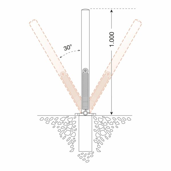 MORION SWING zelfoprichtende afzetpaal, rood/wit, betonneren
