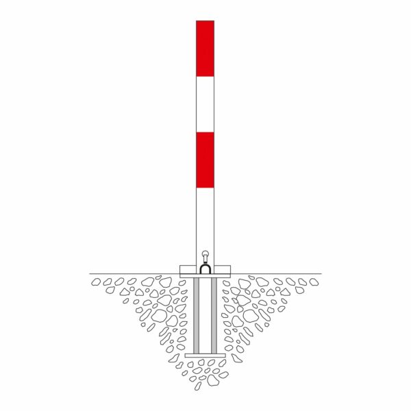 Sesam A Kip-Paal 70x70mm beton, rood/wit, sluitcilinder