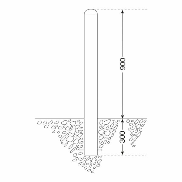 Edelstaalpaal BERLIN 76mm Ø, om in te betonneren