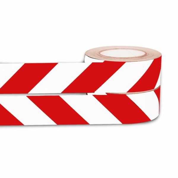 Waarschuwingsmarkering, retro reflecterend 50mmx25m rood/wit