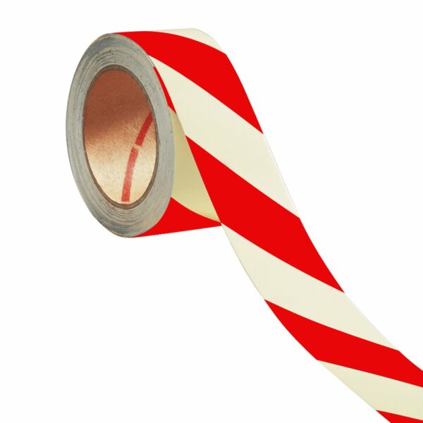 Waarschuwingsmarkering, lang na-lichtend 100mmx16m rood/lux-wit